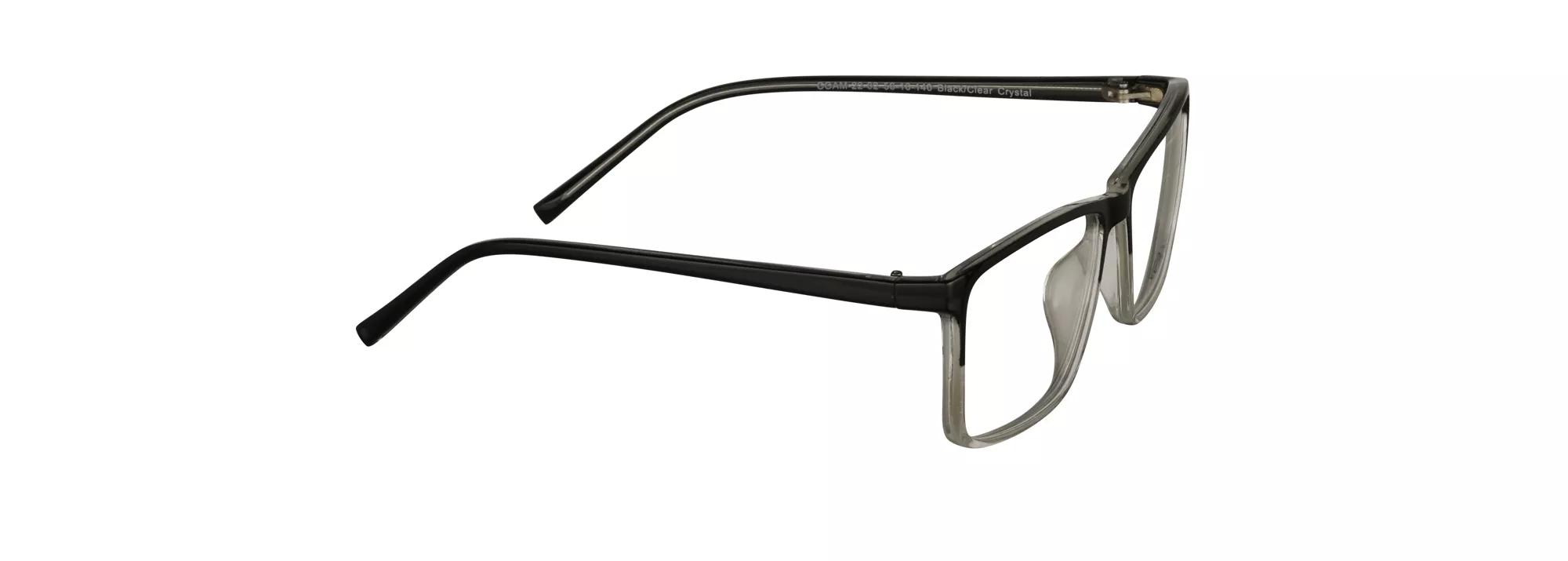 Coast Men's Black/Clear Crystal Rectangular Eyeglasses