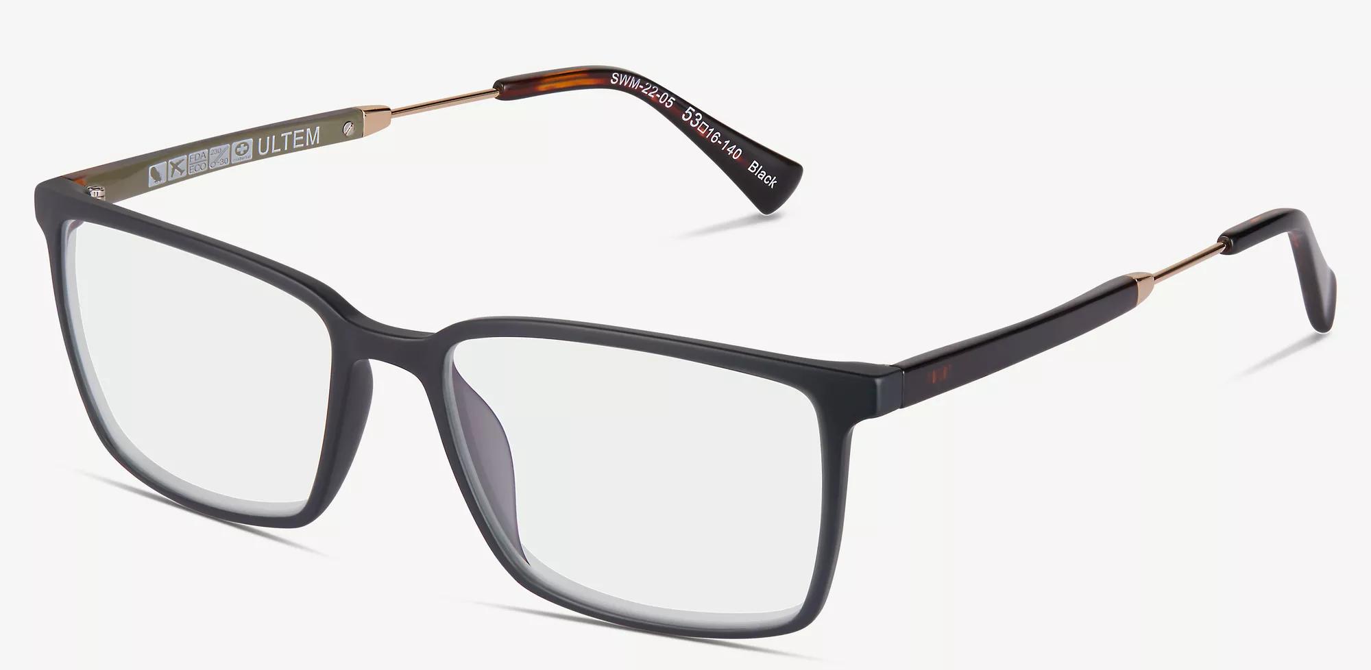 Swiss Men's Black Rectangular Eyeglasses Online & In-store