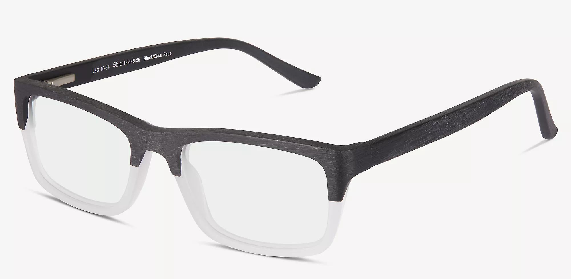 Leo Men s Black Clear Fade Rectangular Eyeglasses Online In store Stanton Optical