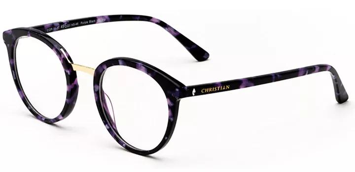 Christian of Paris Women's Purple Black Havana Round Christian of Paris Women's Purple Black Havana Round