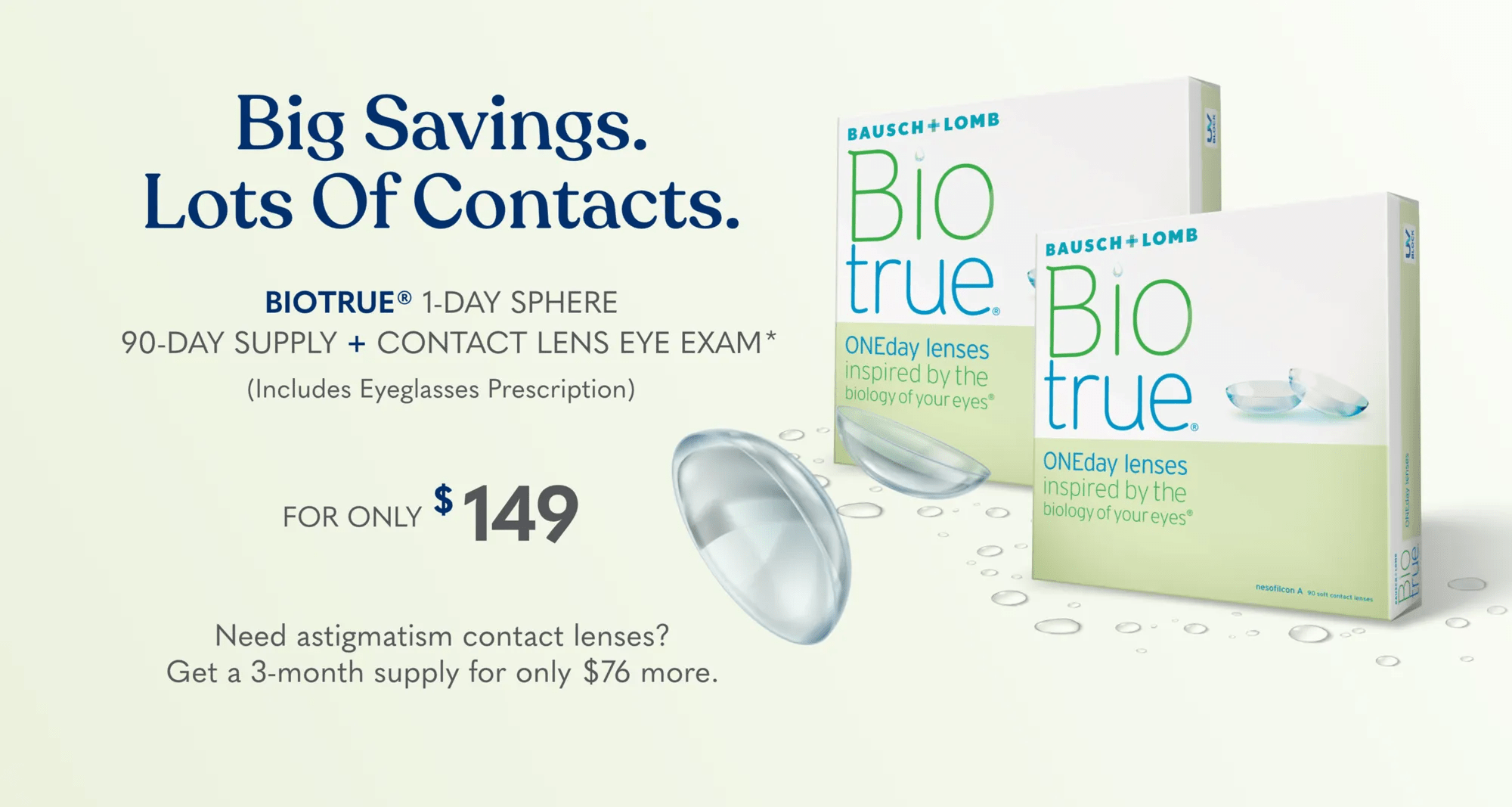 Big Savings on your Contacts BioTrue